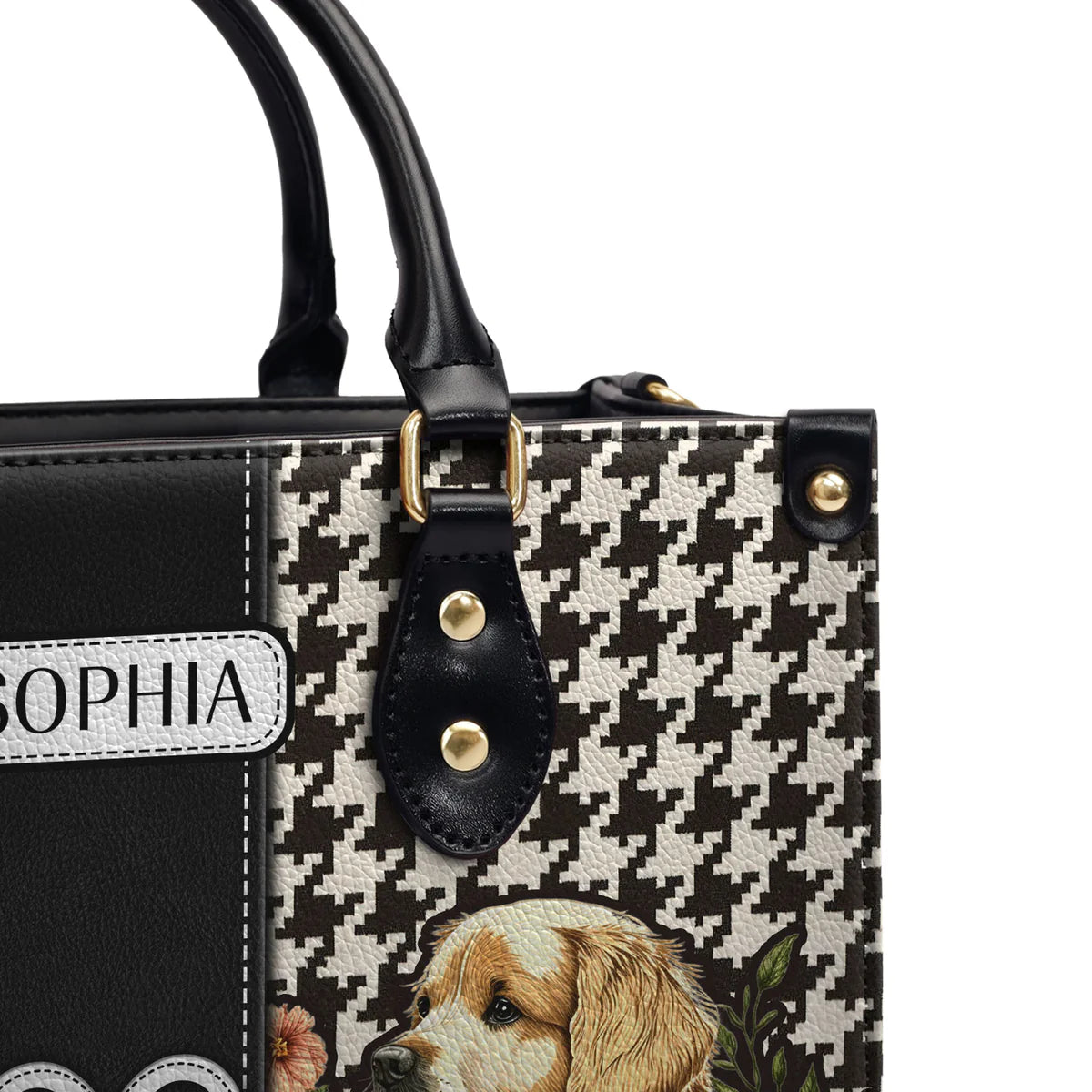 Gior With Embroidery Flower Pattern Cute Golden Leather Bag