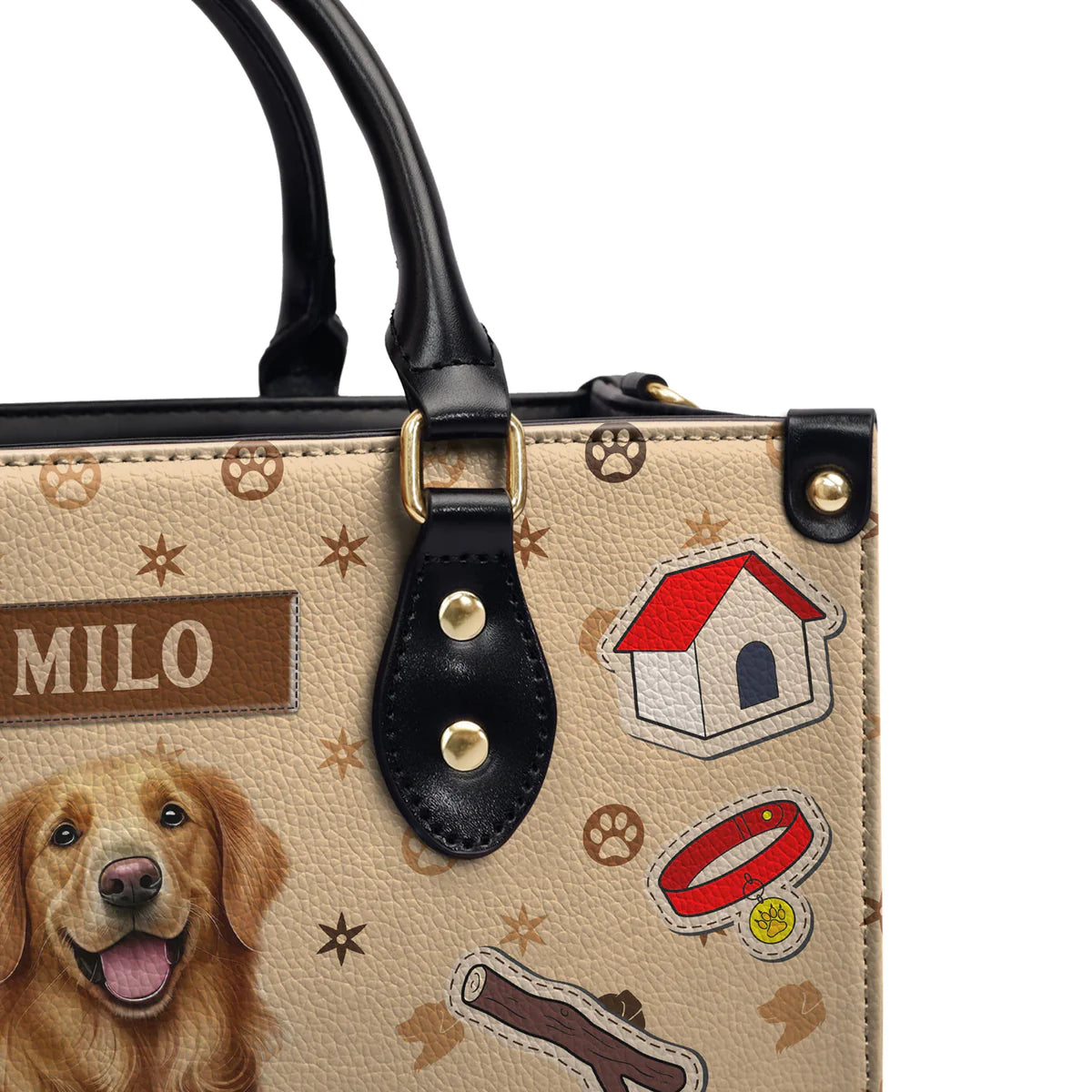 Golden Retriever Funny Paw Leather Bag