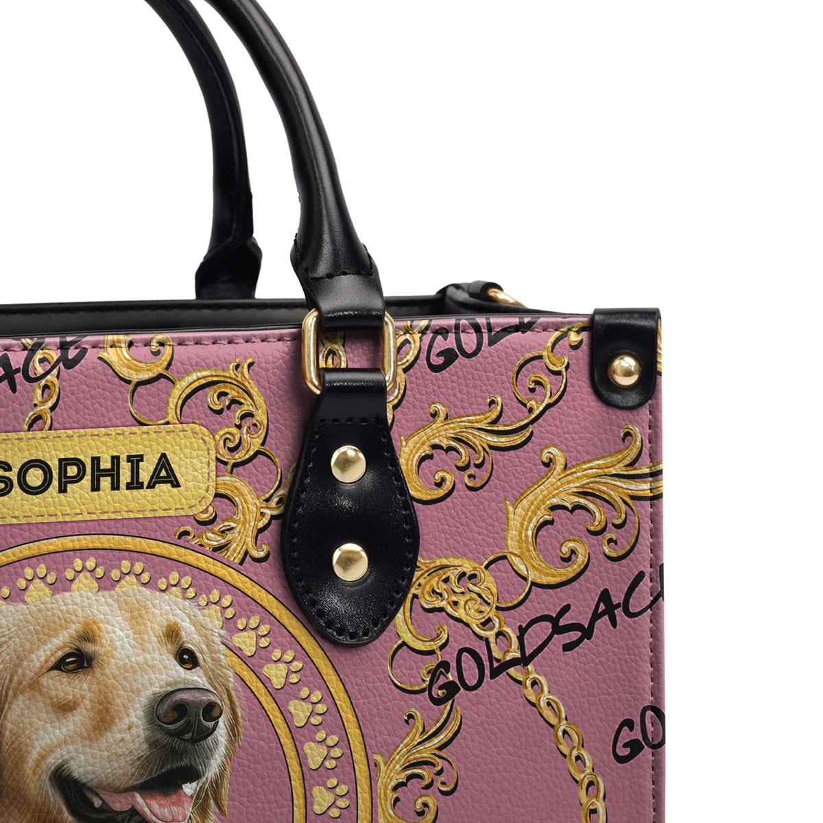 Pink Golden Goldsace Leather Bag