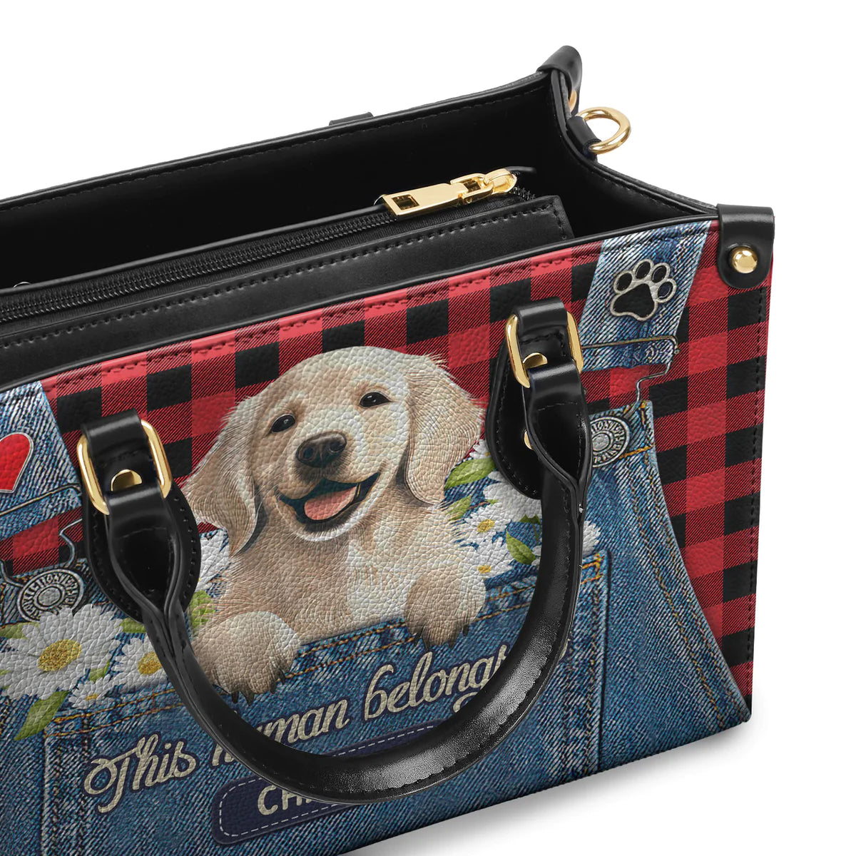 This Human Belongs To Golden Retriever Leather Bag