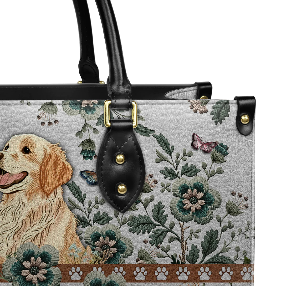 Gior Cute Golden With Butterfly Embroidery Style Leather Bag