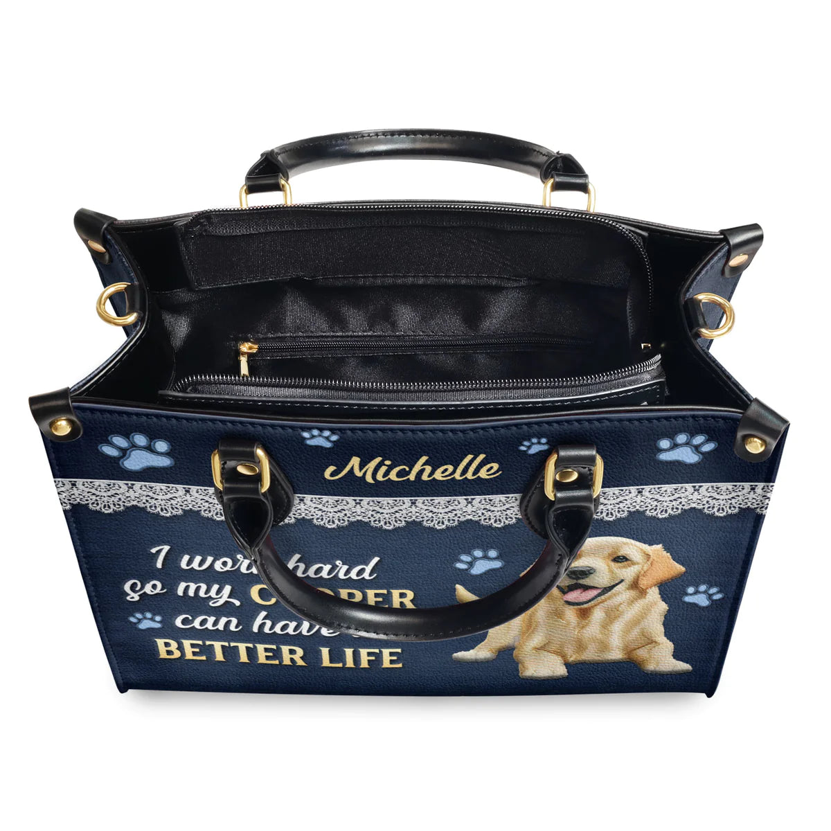I Work Hard So My Golden Retriever Can Have A Better Life Leather Bag