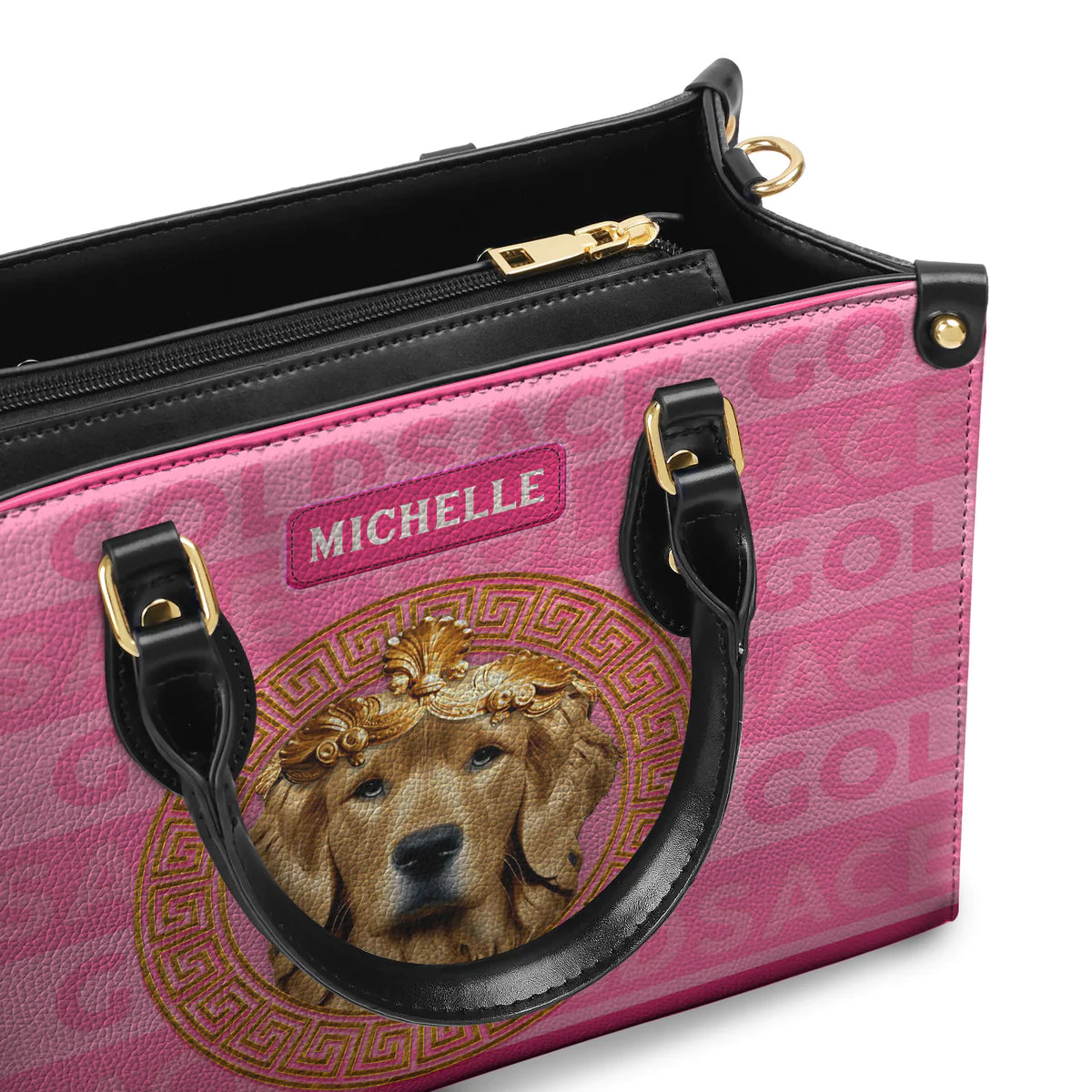 Pink Goldsace Leather Bag