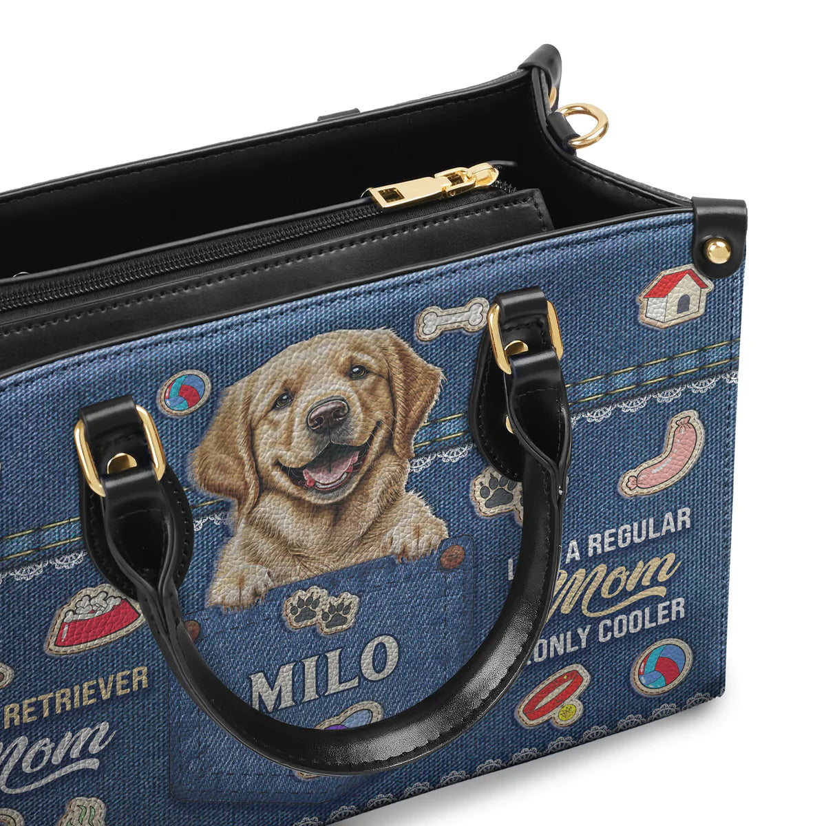 Golden Retriever Mom Like A Regular Mom Only Cooler Leather Bag