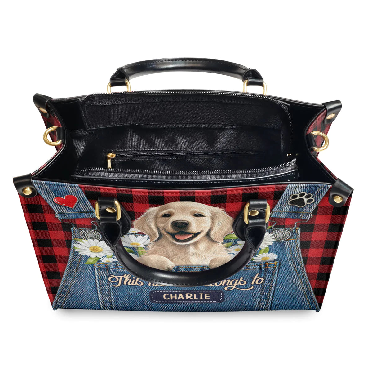 This Human Belongs To Golden Retriever Leather Bag