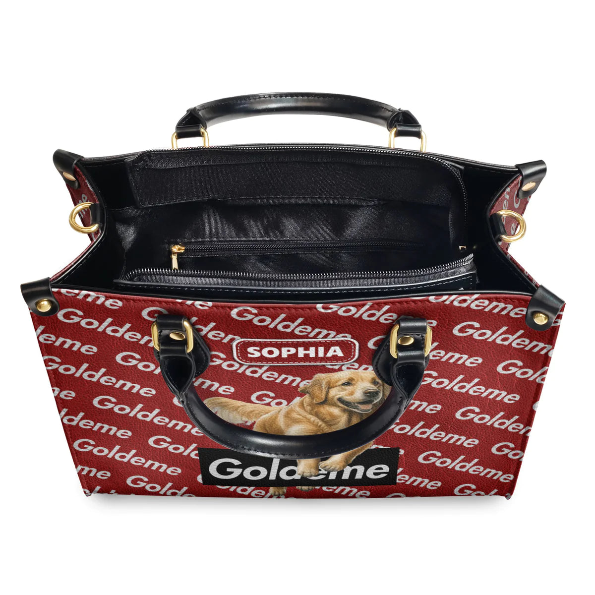 Goldeme Cute Golden White And Red Leather Bag