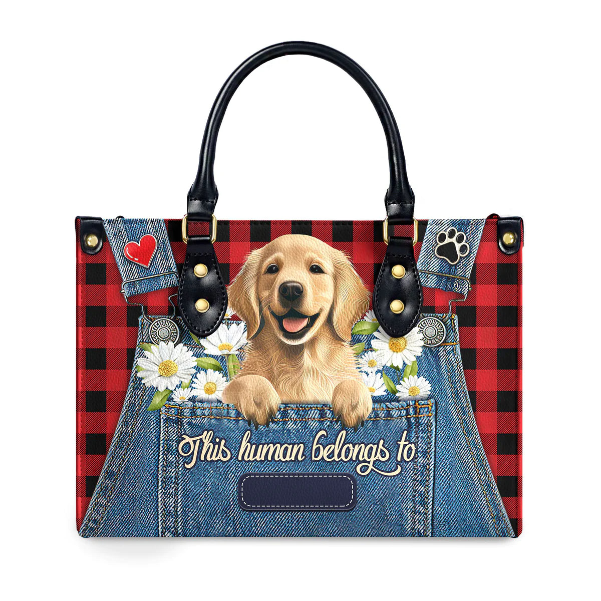 This Human Belongs To Golden Retriever Leather Bag