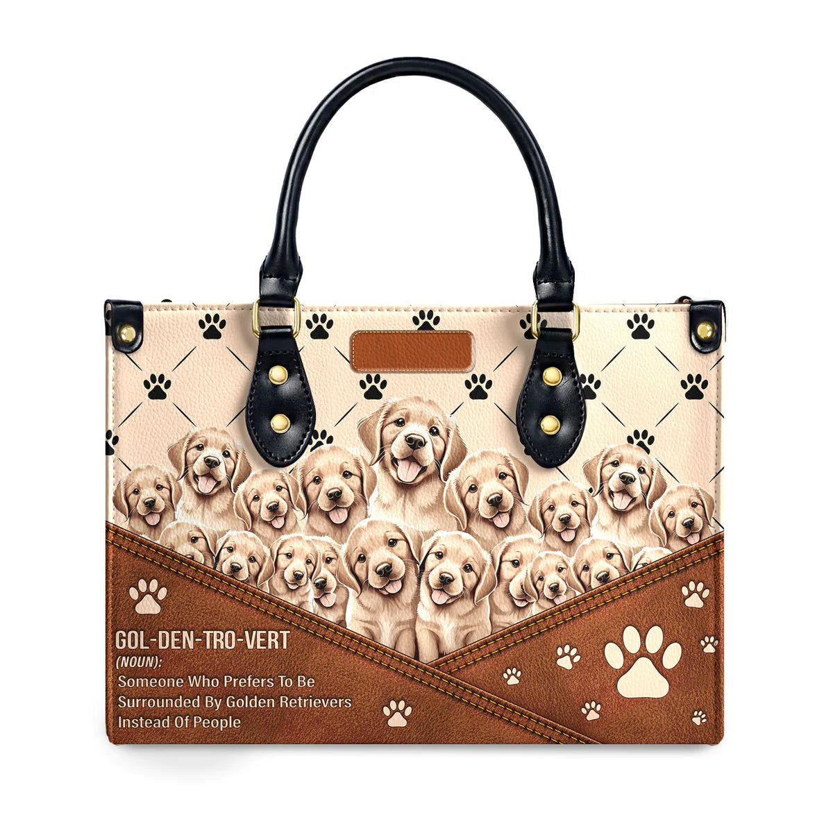 Gol Den Tro Vert Golden Retriever Lover Leather Bag
