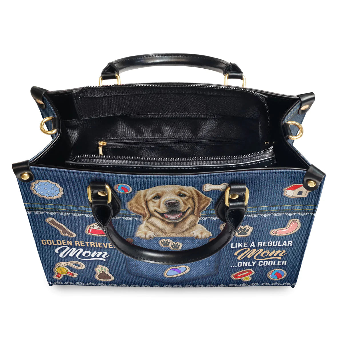 Golden Retriever Mom Like A Regular Mom Only Cooler Leather Bag