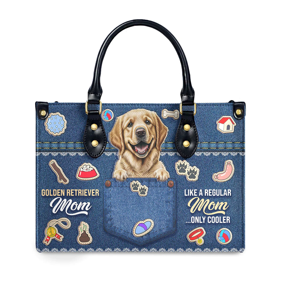 Golden Retriever Mom Like A Regular Mom Only Cooler Leather Bag