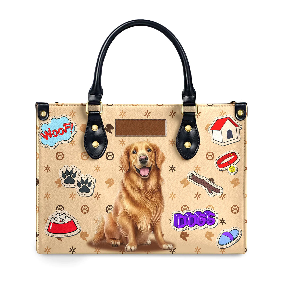 Golden Retriever Funny Paw Leather Bag