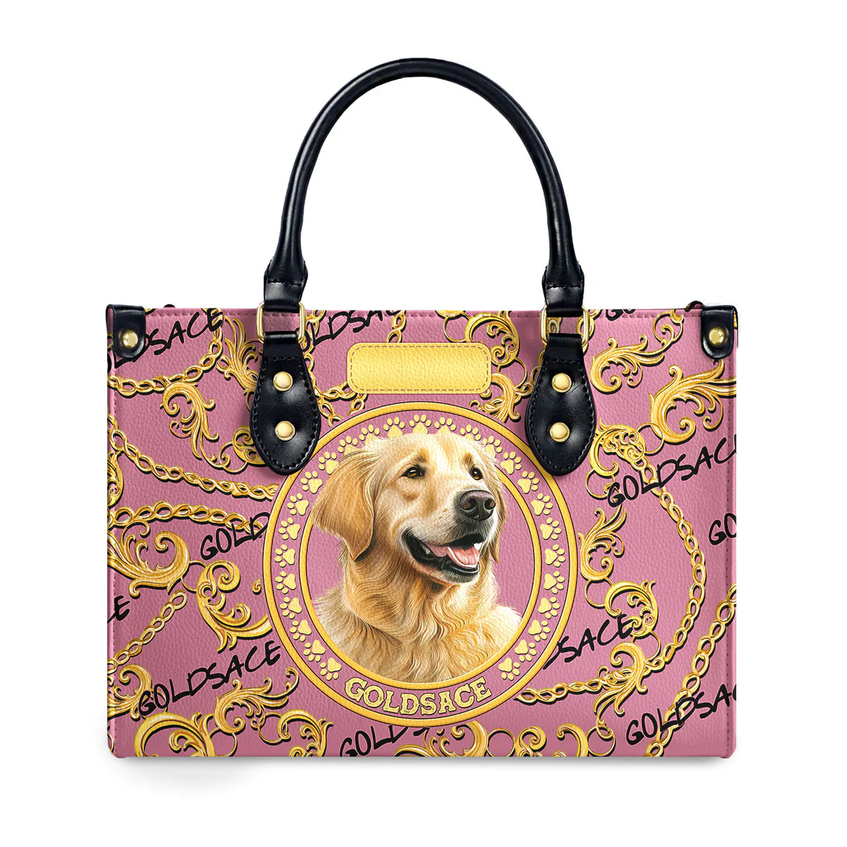 Pink Golden Goldsace Leather Bag