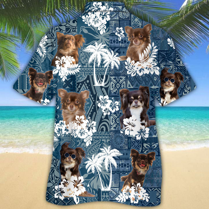 Long Haired Chihuahua Hawaiian Shirt TD01