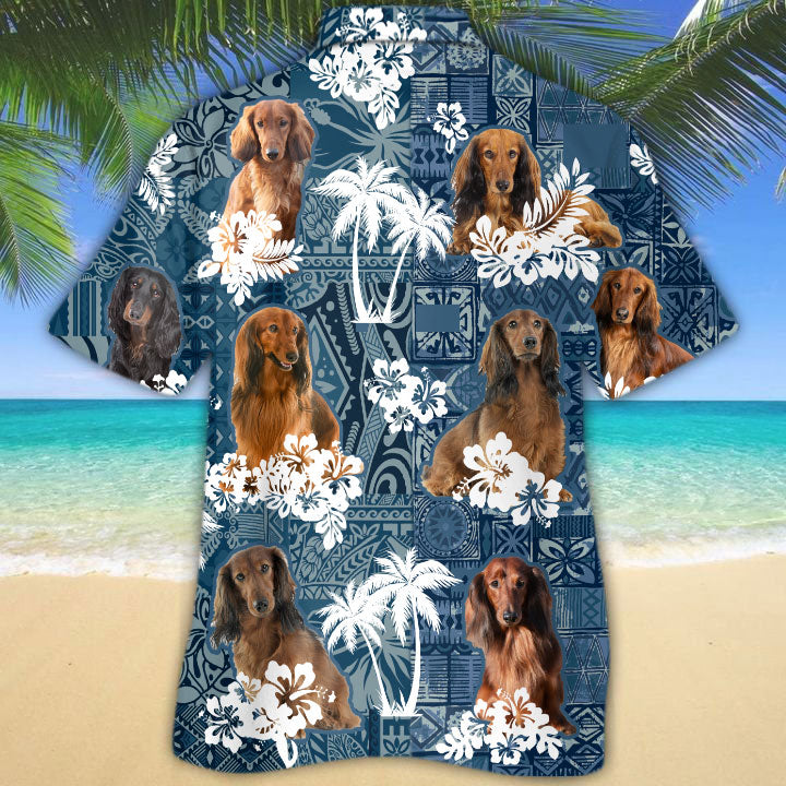 Long Haired Dachshund Hawaiian Shirt TD01