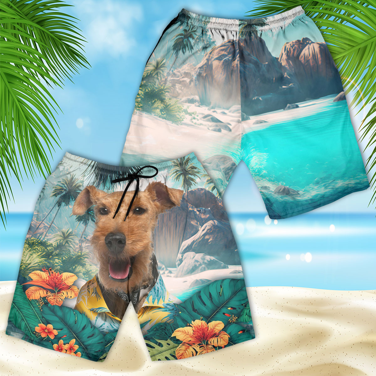 Airedale Terrier - 3D Men's Beach Short