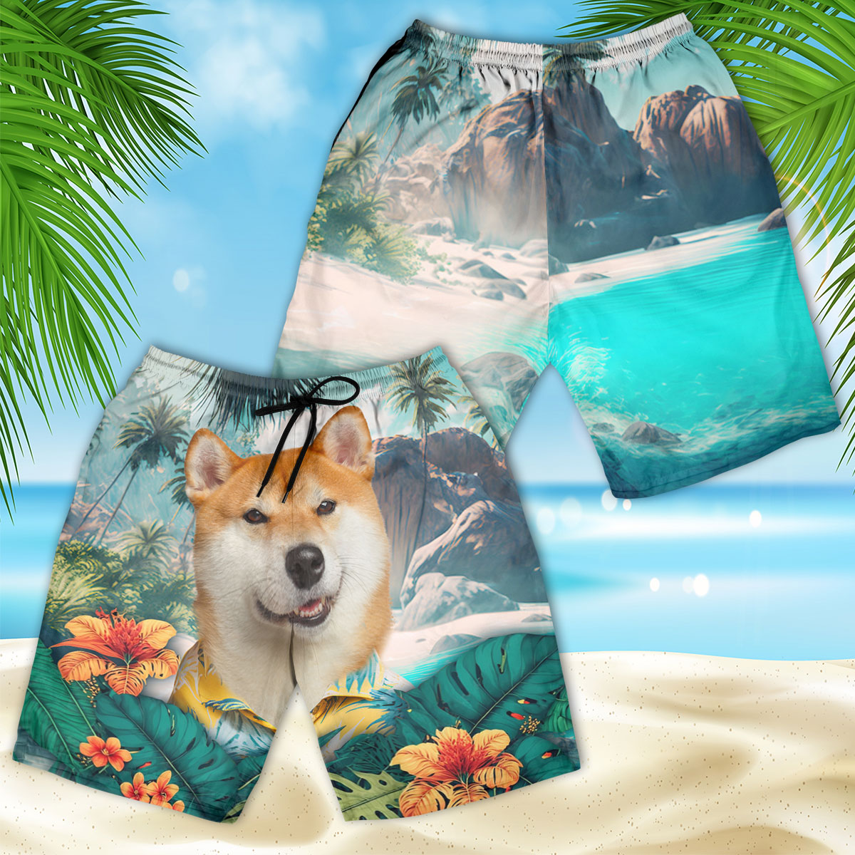Akita Inu - 3D Men's Beach Short