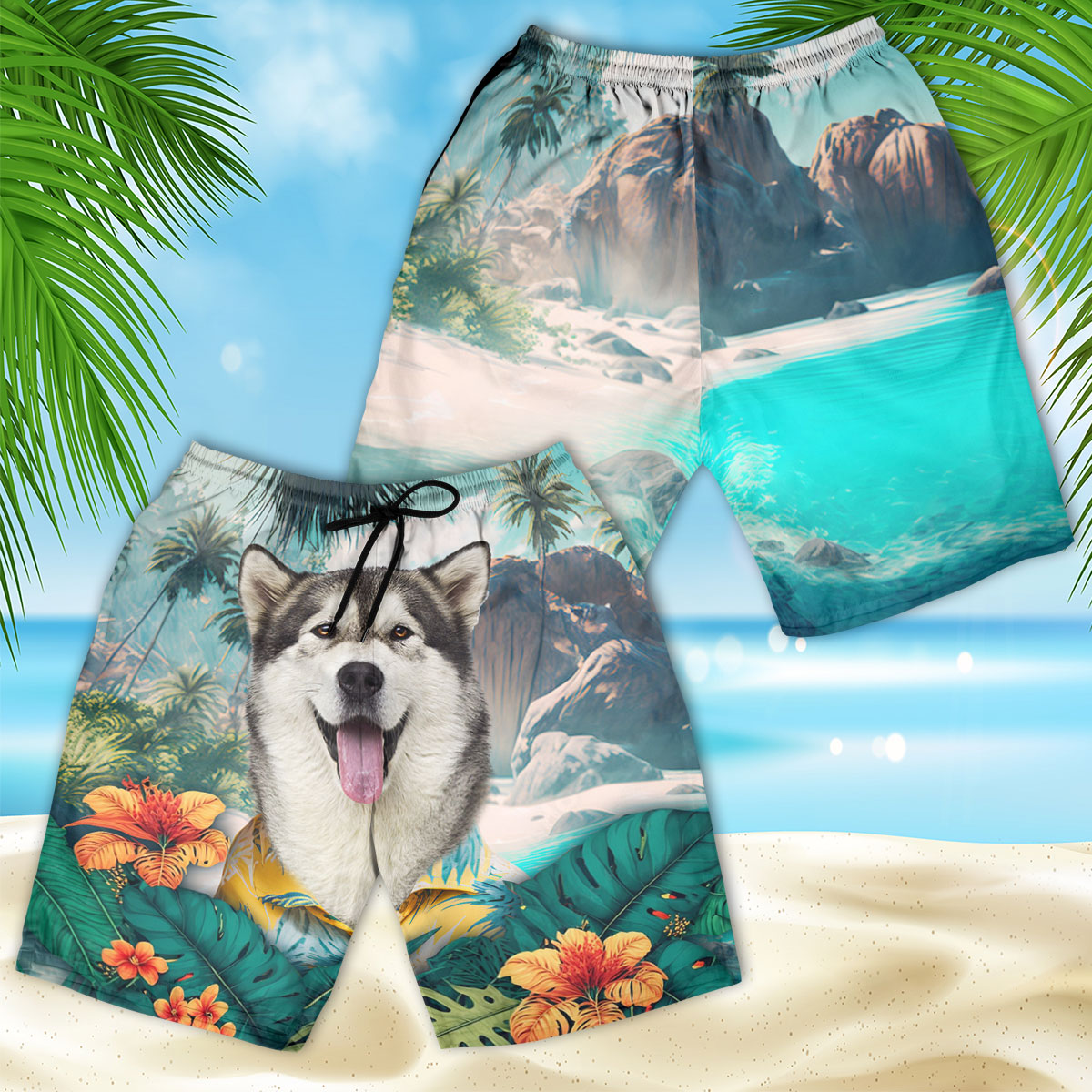 Alaskan Malamute - 3D Men's Beach Short