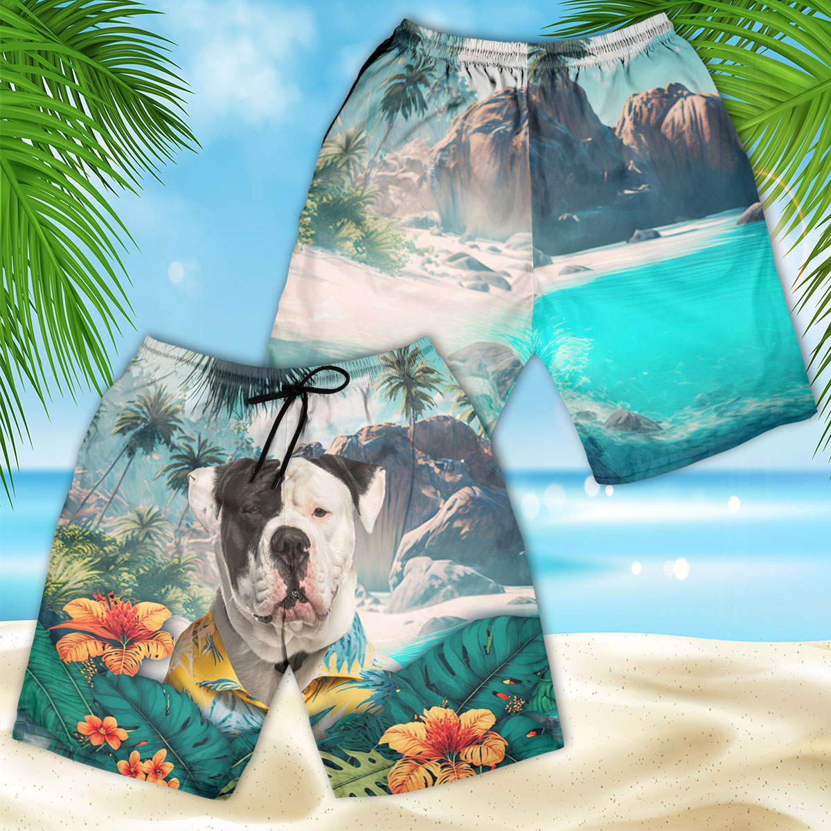 American Bulldog - 3D Men's Beach Short