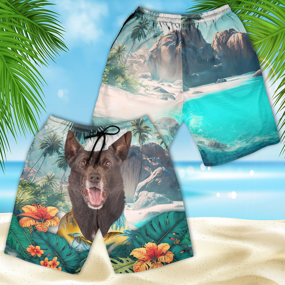 Australian Kelpie - 3D Men's Beach Short