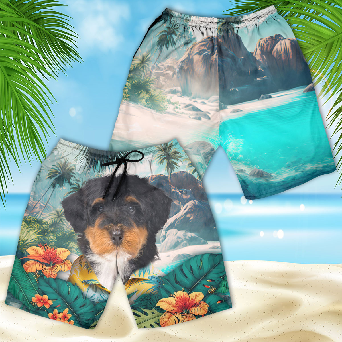 Bernedoodle - 3D Men's Beach Short