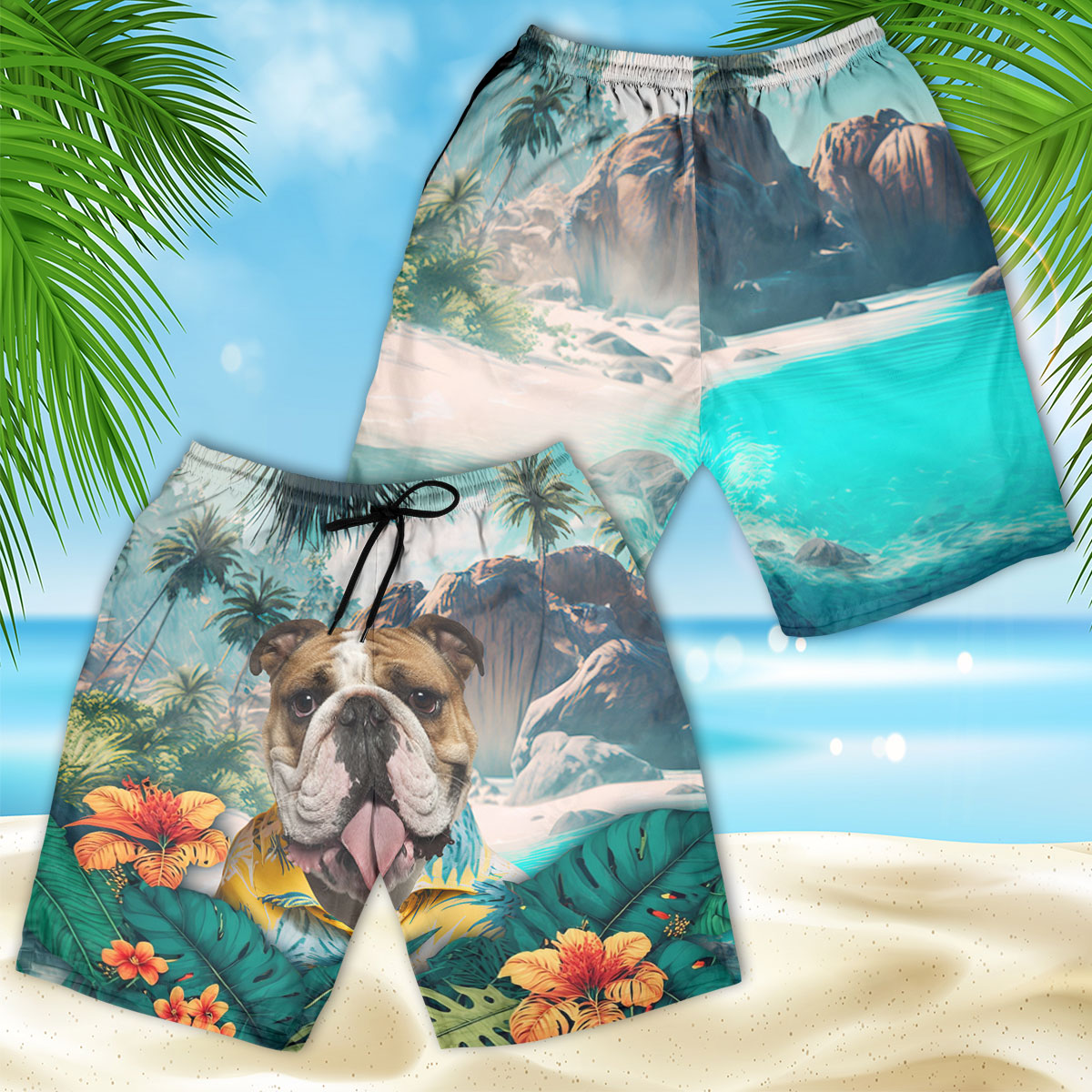 Bulldog - 3D Men's Beach Short