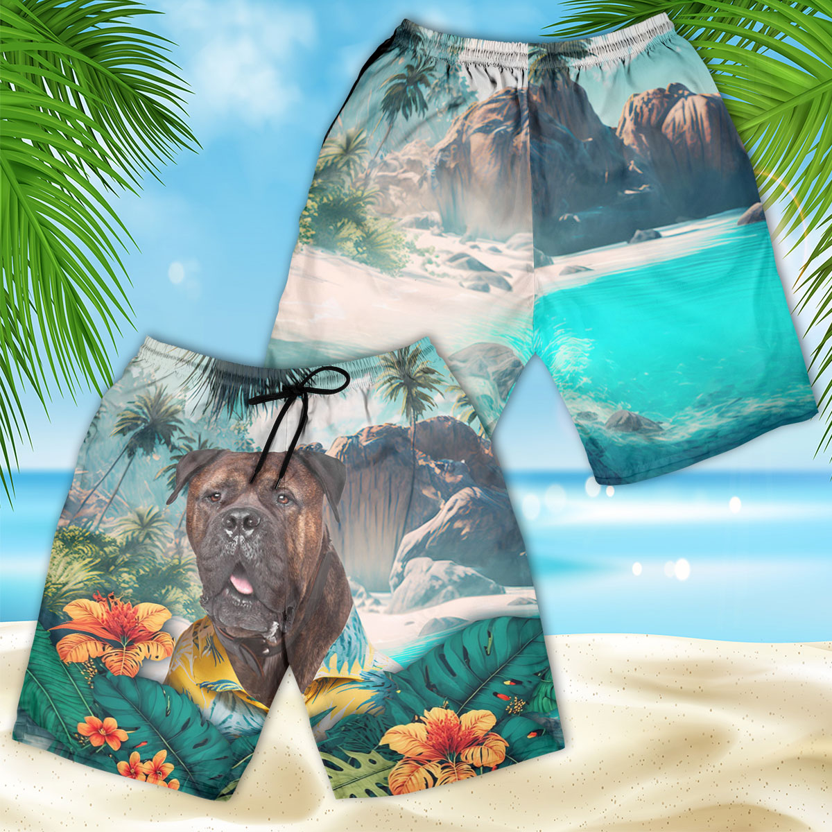 Bullmastiff - 3D Men's Beach Short