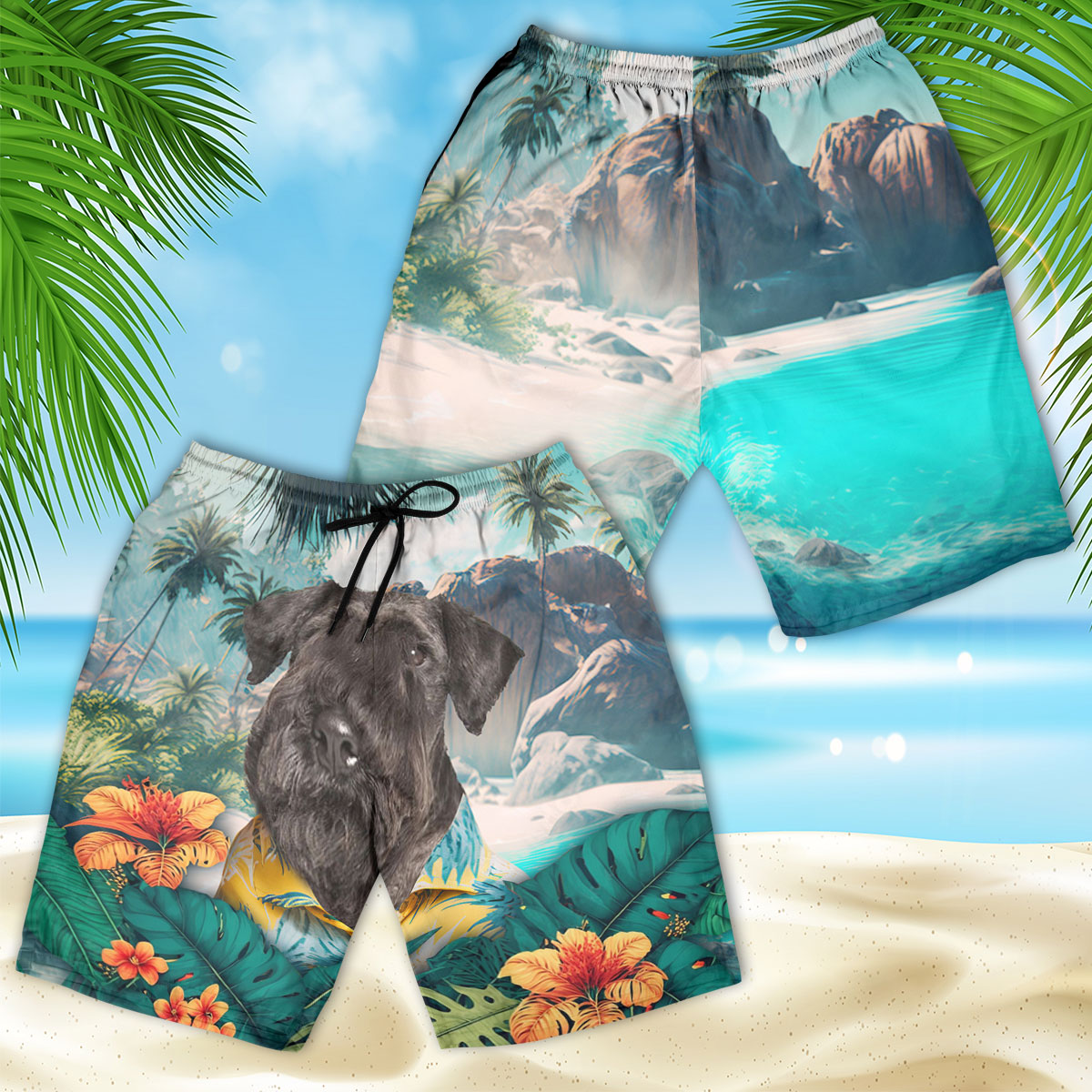 Cesky Terrier - 3D Men's Beach Short