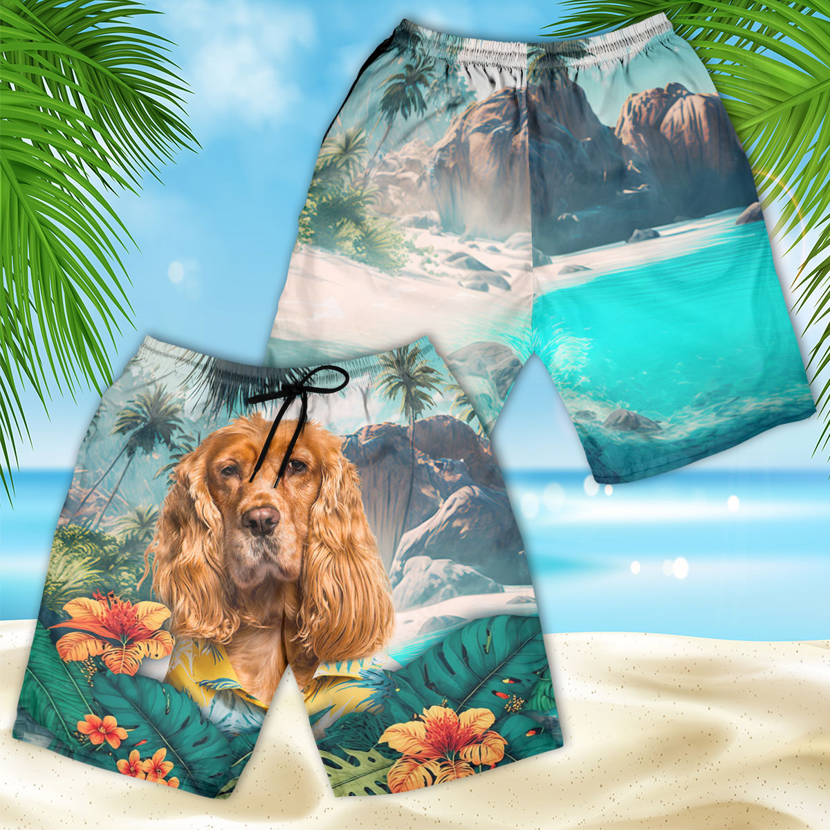Cocker Spaniel - 3D Men's Beach Short
