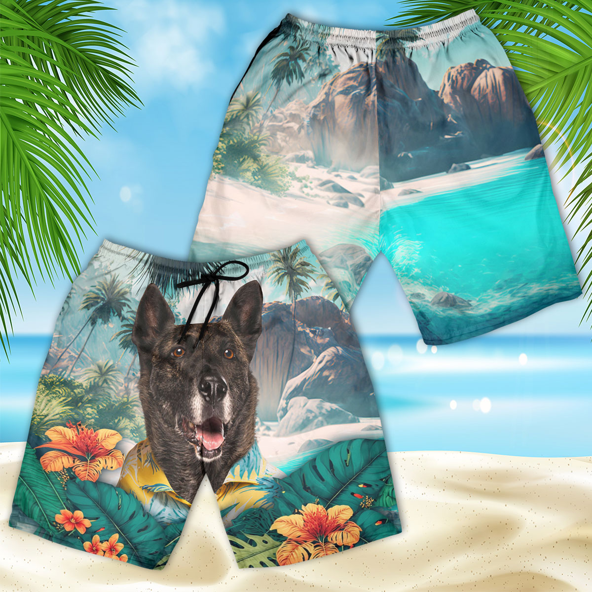 Dutch Shepherd - 3D Men's Beach Short