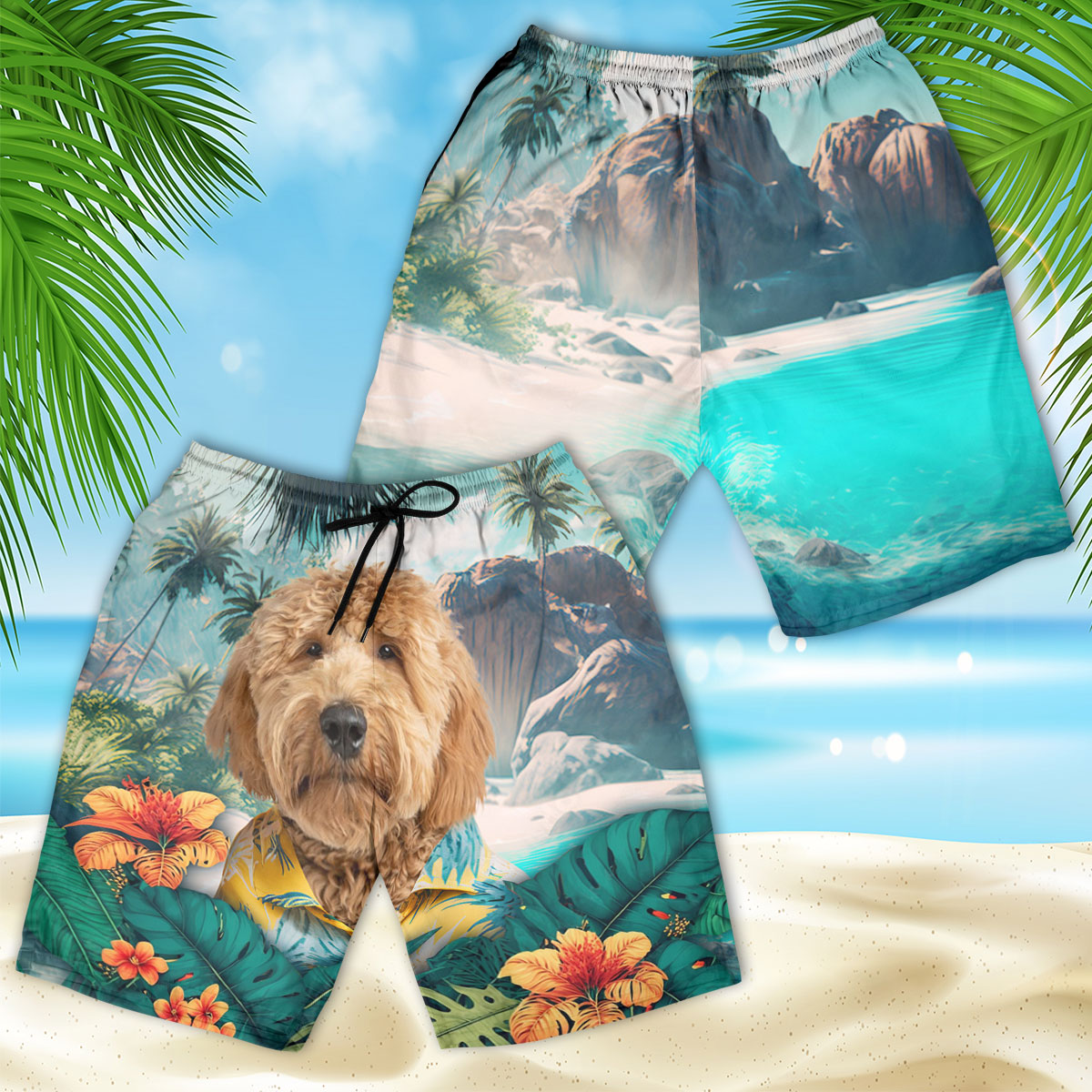 Goldendoodle - 3D Men's Beach Short