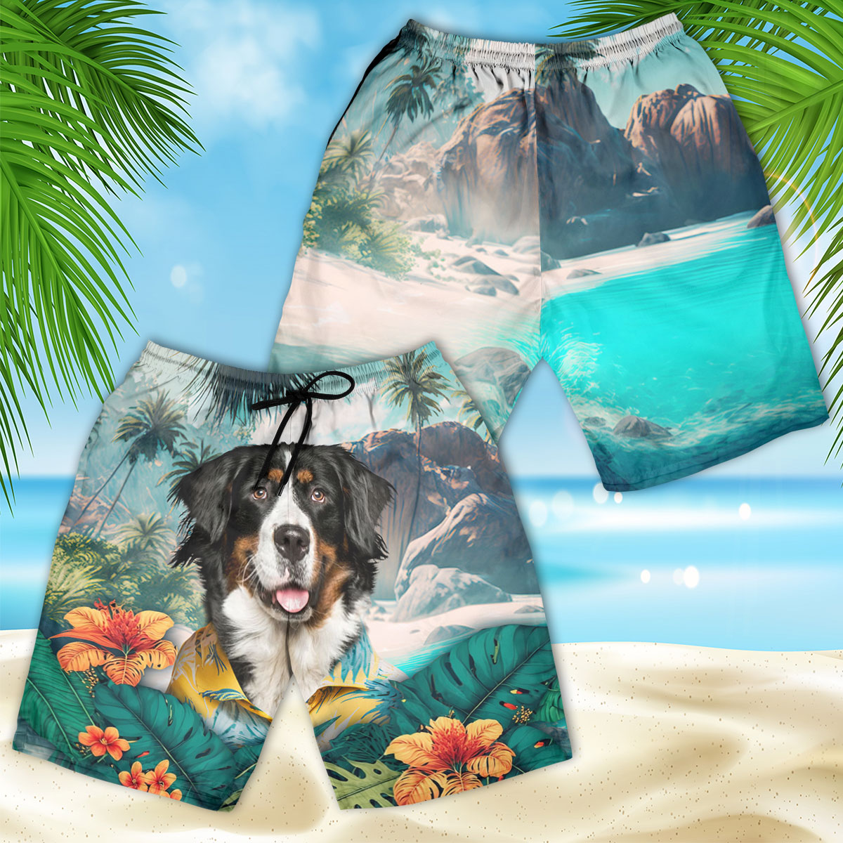 Greater Swiss Mountain Dog - 3D Men's Beach Short
