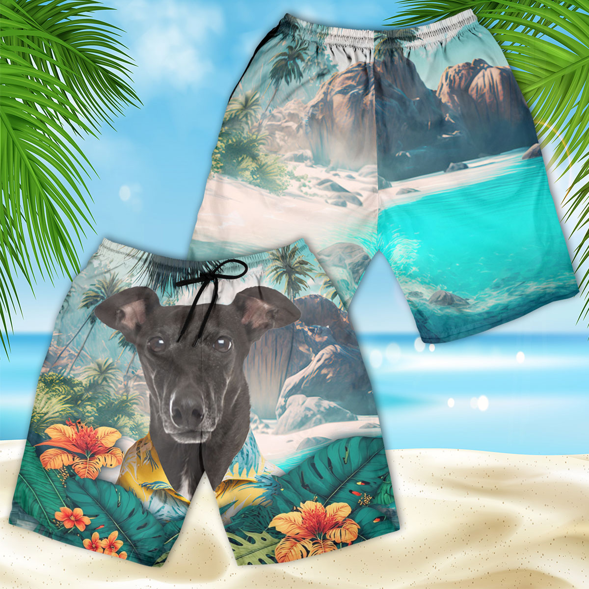 Greyhound - 3D Men's Beach Short