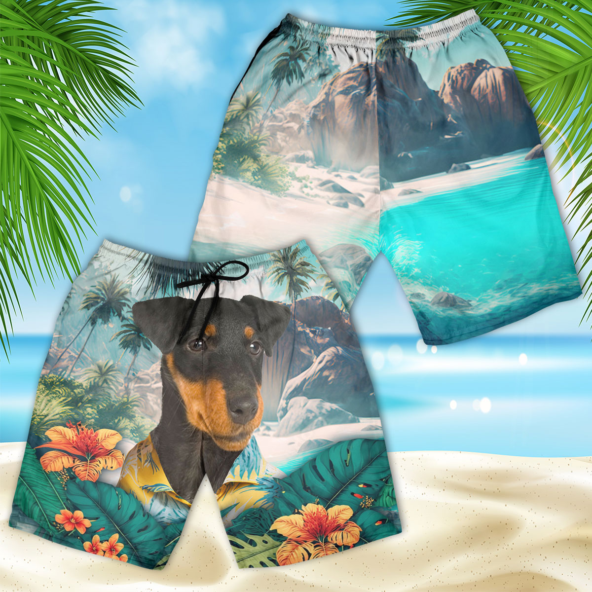 Jagdterrier - 3D Men's Beach Short