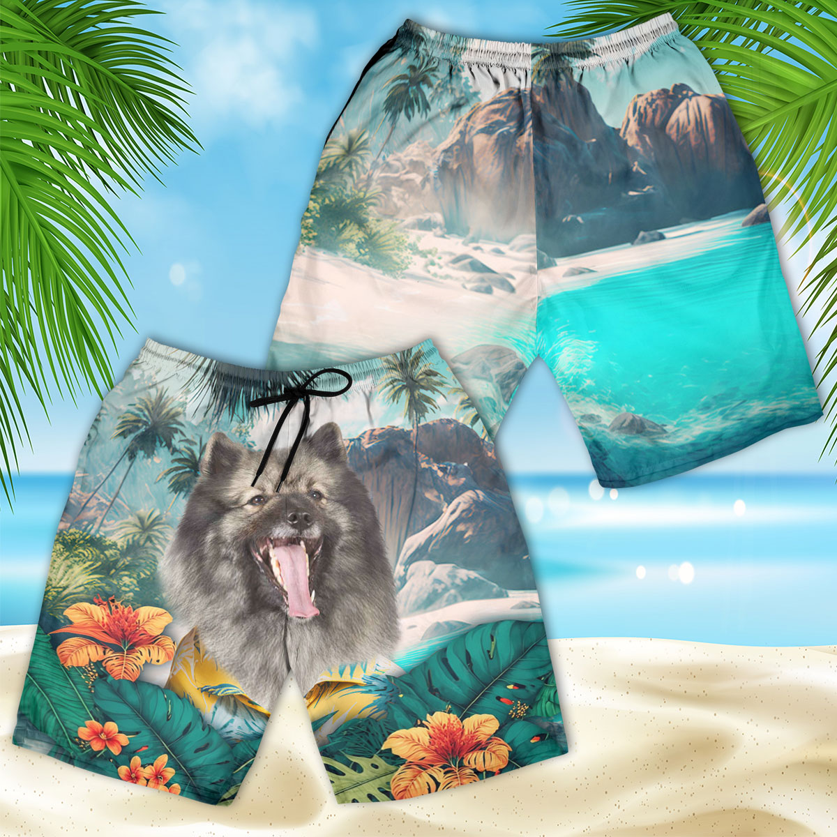 Keeshond - 3D Men's Beach Short