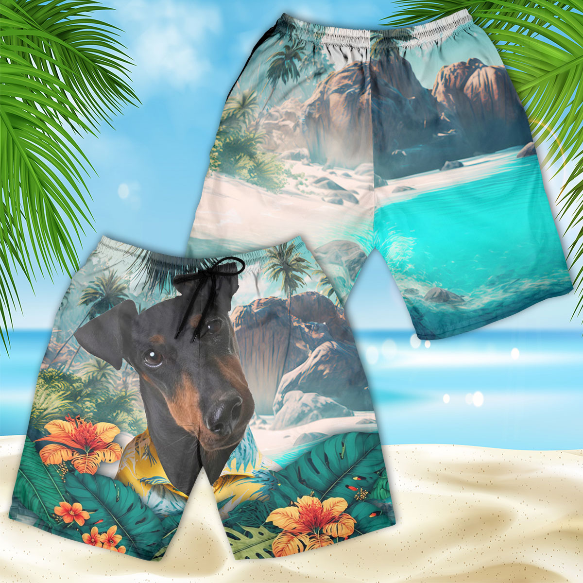 Manchester Terrier - 3D Men's Beach Short