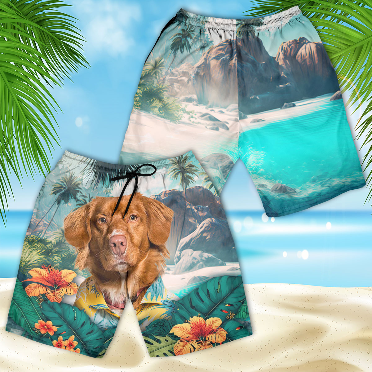 Nova Scotia Duck Tolling Retriever - 3D Men's Beach Short