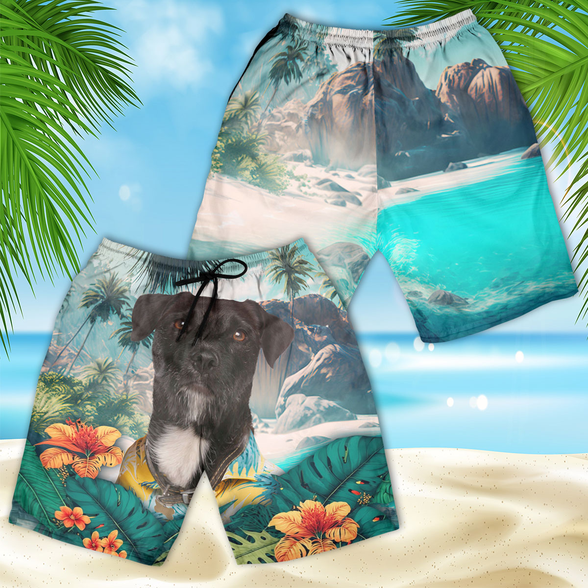 Patterdale Terrier - 3D Men's Beach Short