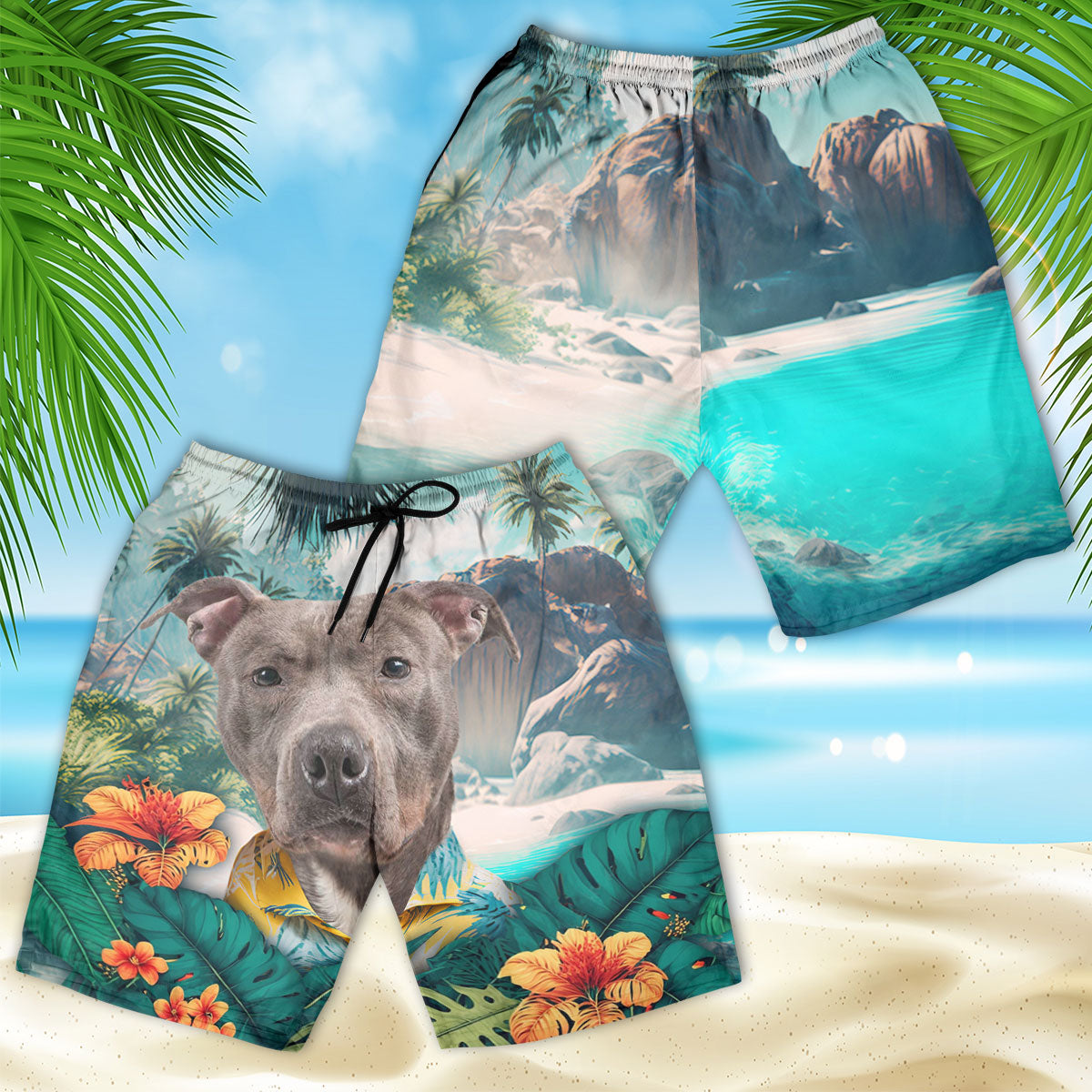 Pitbull - 3D Men's Beach Short