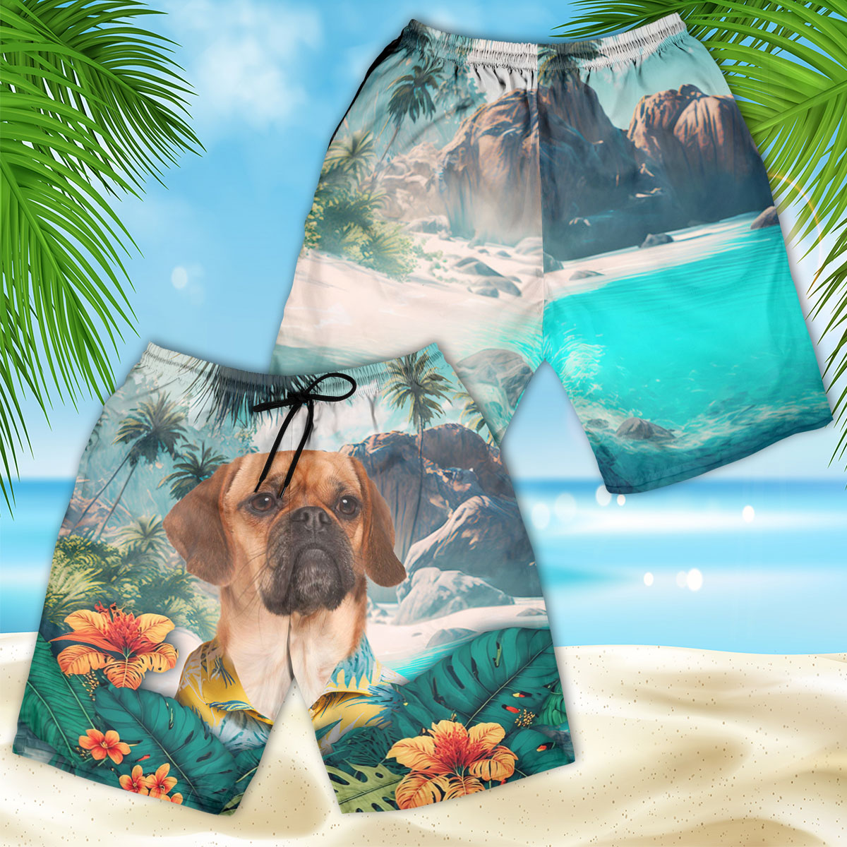 Puggle - 3D Men's Beach Short