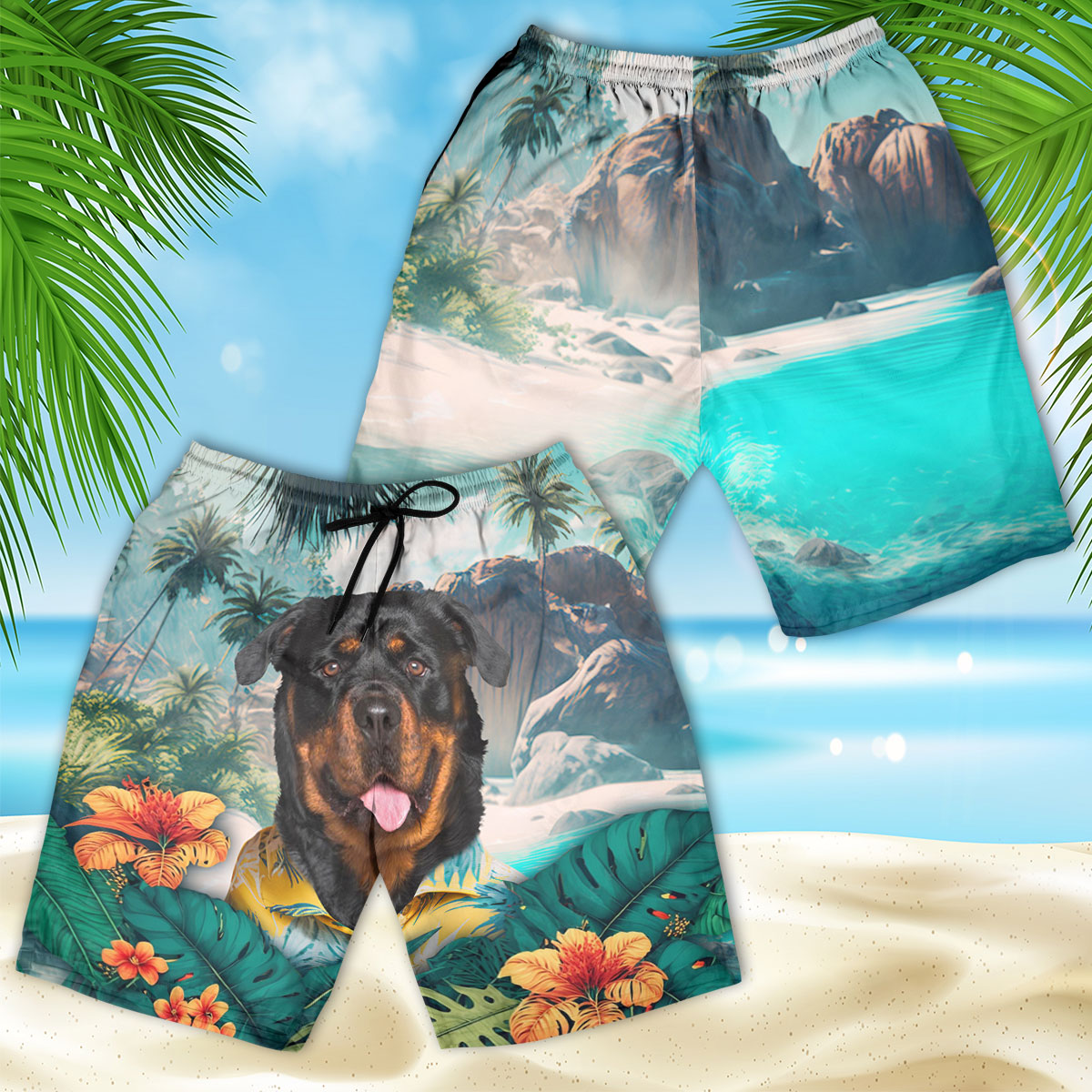 Rottweiler - 3D Men's Beach Short