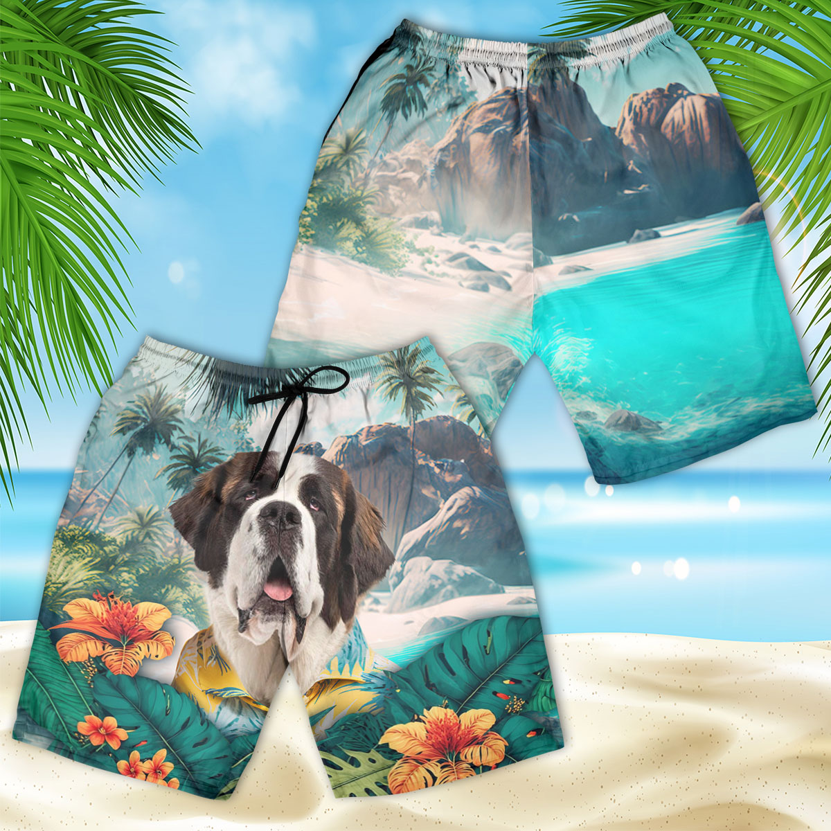 Saint Bernard - 3D Men's Beach Short