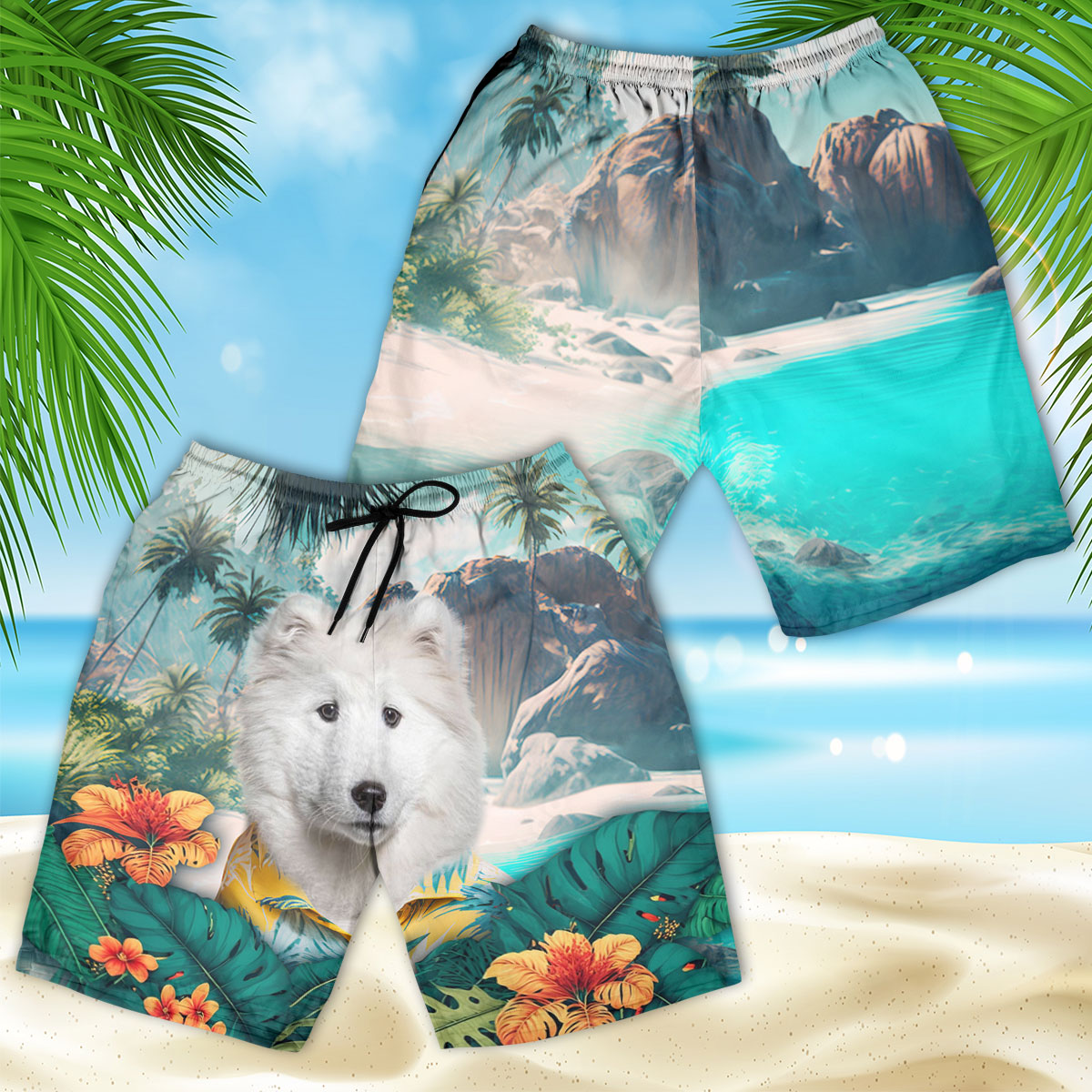 Samoyed - 3D Men's Beach Short