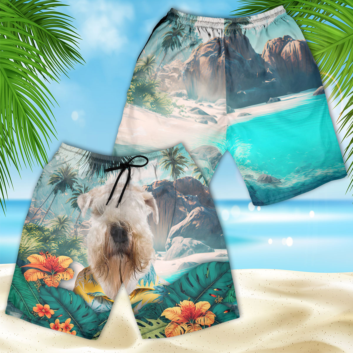 Soft-coated Wheaten Terrier - 3D Men's Beach Short