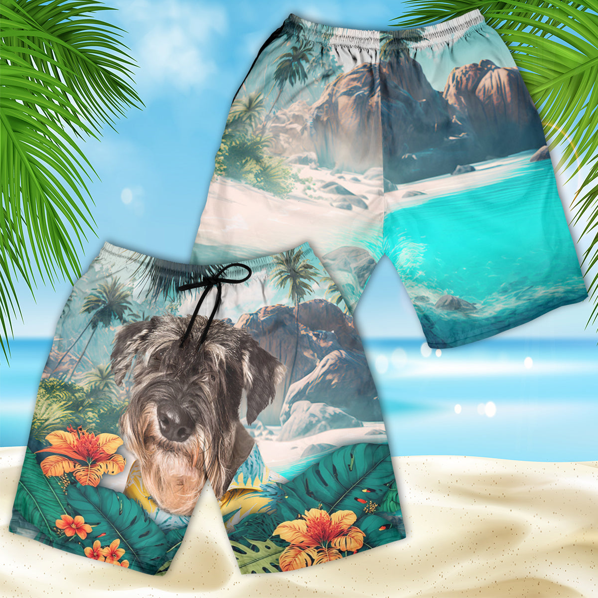Standard Schnauzer - 3D Men's Beach Short