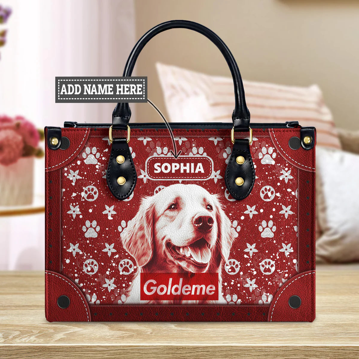 Goldeme Red Light Golden Leather Bag