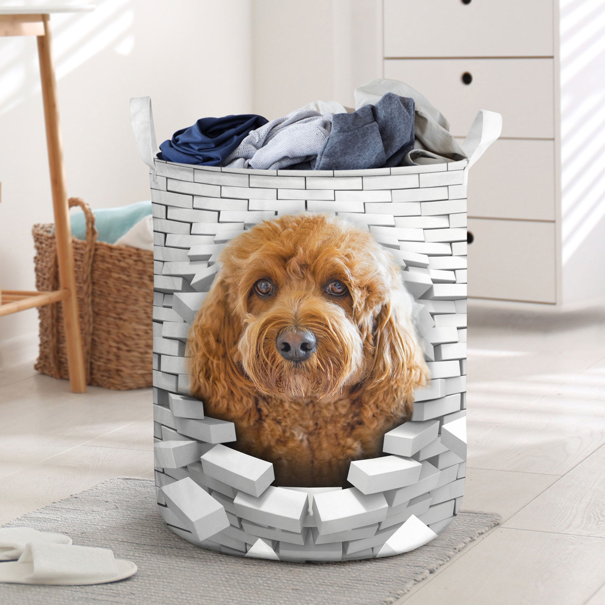 Cavapoo - In The Hole Of Wall Pattern Laundry Basket