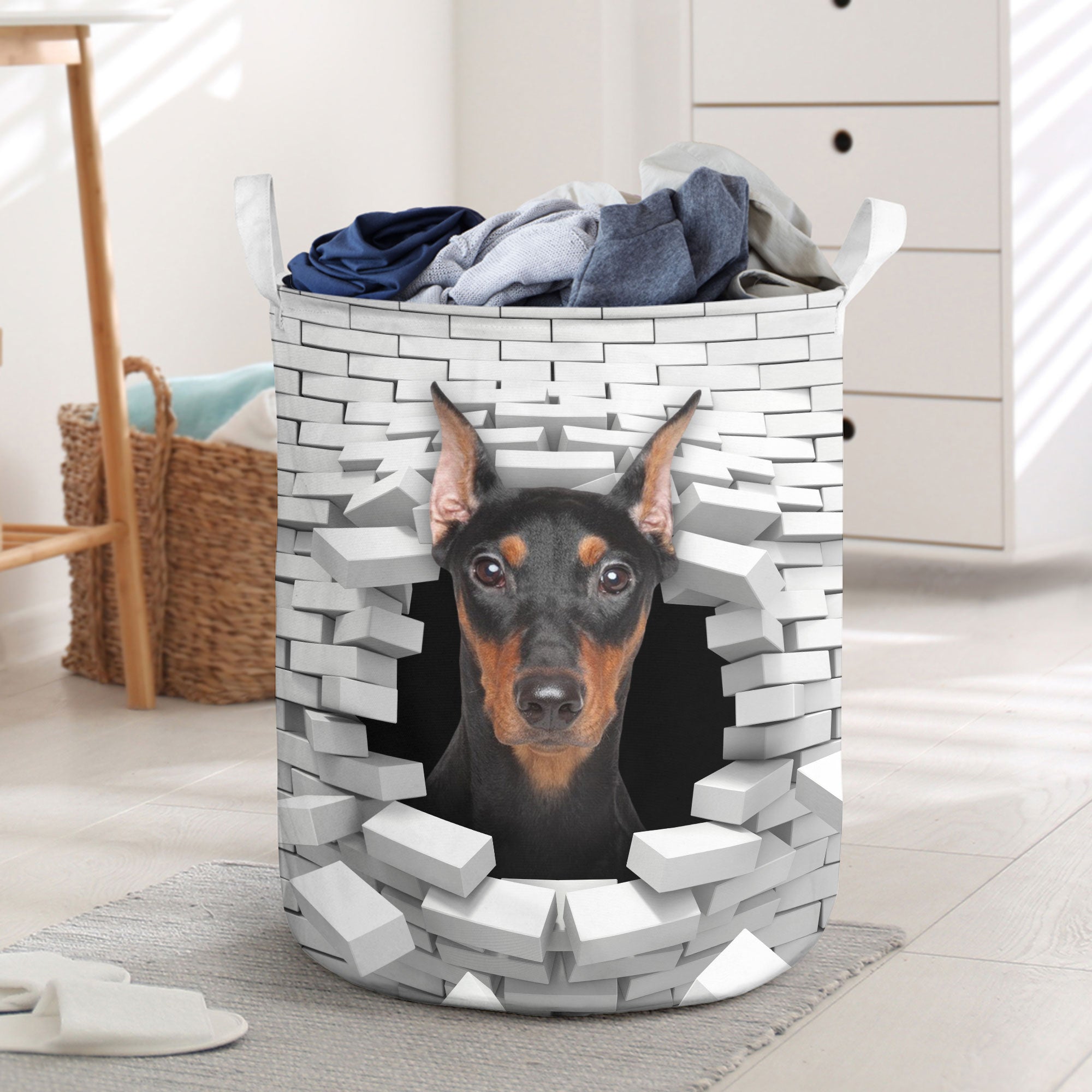 Pinscher - In The Hole Of Wall Pattern Laundry Basket
