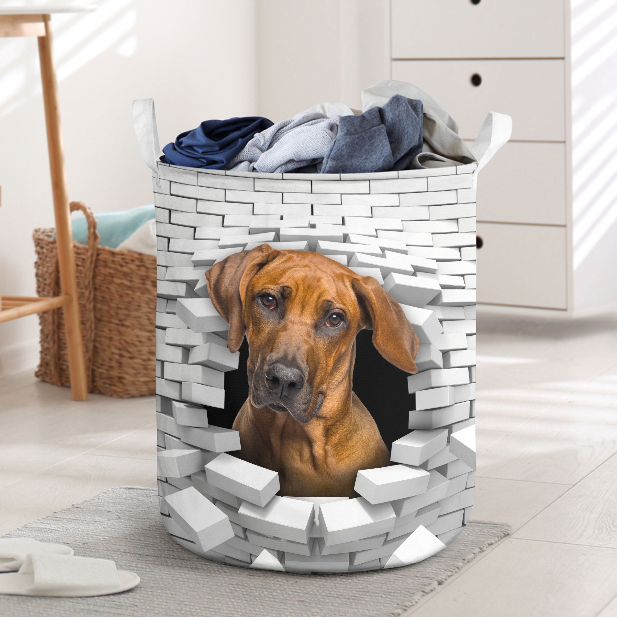 Rhodesian Ridgeback - In The Hole Of Wall Pattern Laundry Basket