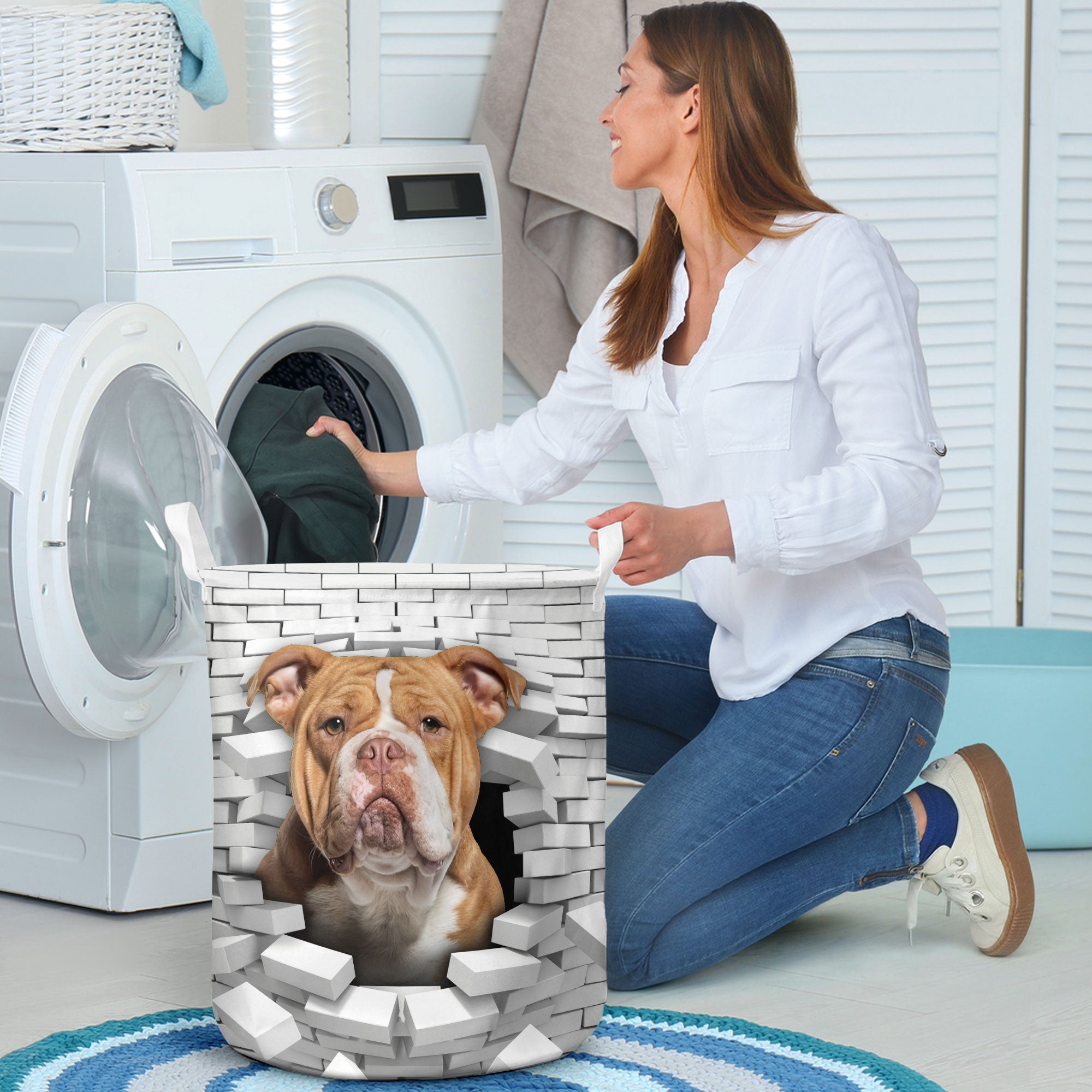 American Bully - In The Hole Of Wall Pattern Laundry Basket
