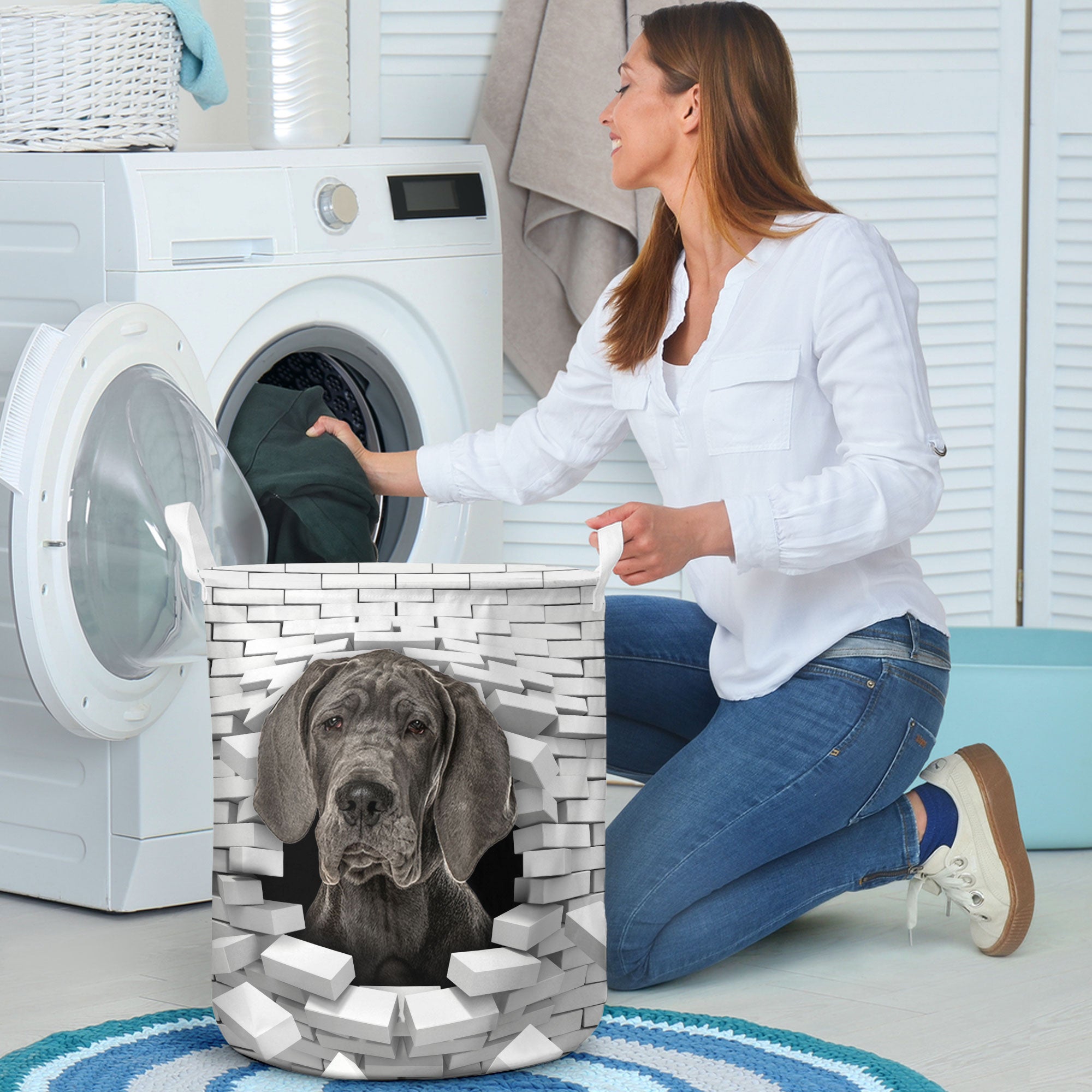 Great Dane - In The Hole Of Wall Pattern Laundry Basket